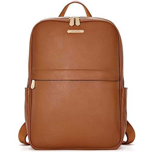 BOSTANTEN Genuine Leather 15.6 inch Laptop Backpack Purse for Women College Casual Backpack Travel Bag - color: 1-brown