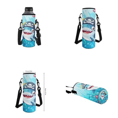 Cartoon Shark Backpack for Boys Kids Backpack with Lunch Box Water Bottle Pouch and Zipper Pencil Pouch 4PCS Set Bookbag with Front Pocket for School 17" Sturdy School Bag for Elementary Girls - color: Cartoon Shark
