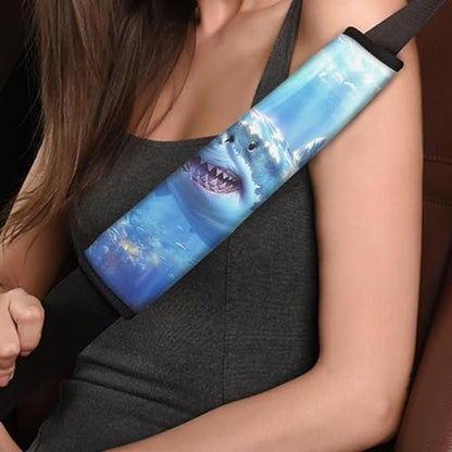 Dreaweet Car Seat Belt Pads Cover Shark Car Accessories Blue Seat Belt Shoulder Strap Covers 2 Pcs Soft Seatbelt Covers for Kids Boys - color: Shark