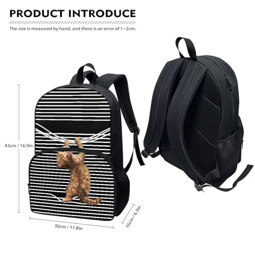 Talayituse Funny Cat Print Backpack Kids School Bags Casual Lightweight Daypack with Adjustable Padded Straps Large Capacity Travel Rucksack Elementary School Students Boobags for School Hiking - color: Funny Cat