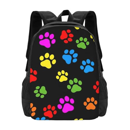 Slim Anti Theft Laptop Backpack Rainbow Puppy Dog Paws Animal Pet Colorful Paw Print, Large Volume Travel Daypack Durable Polyester Carry Bag for Office Business Outdoor Trekking - color: Design (573)