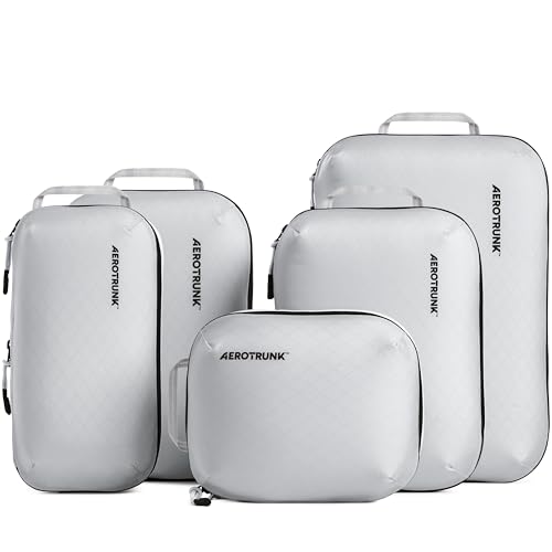 Aerotrunk Ultralight Compression Packing Cubes - Lightweight Travel Organizers for Suitcases and Luggage (6-Pack, Light Grey) - color: Light Grey, size: 6-Pack