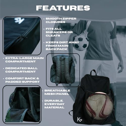 Novedades Soccer Backpack | Basketball Backpack with Shoe Compartment | Backpack Sports Soccer Bags with Ball Holder | Volleyball Backpack for Sports