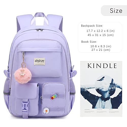 abshoo Big Student Laptop Backpack For College Women Middle High School Teen Girls Bookbag Travel Daypack (Purple) - color: Purple