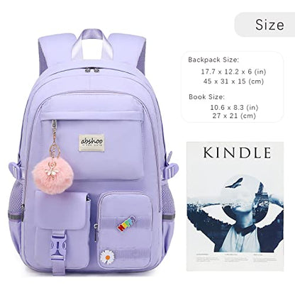 abshoo Big Student Laptop Backpack For College Women Middle High School Teen Girls Bookbag Travel Daypack (Purple) - color: Purple