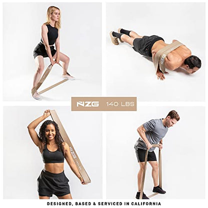 NonZero Gravity 100% Latex-Free Organic Rubber Power Resistance Bands | Compact Durable Hypoallergenic Bands for Strength Training & Workouts | 11 Levels (10 to 140 Lbs) - color: 7. Gold-140 lb
