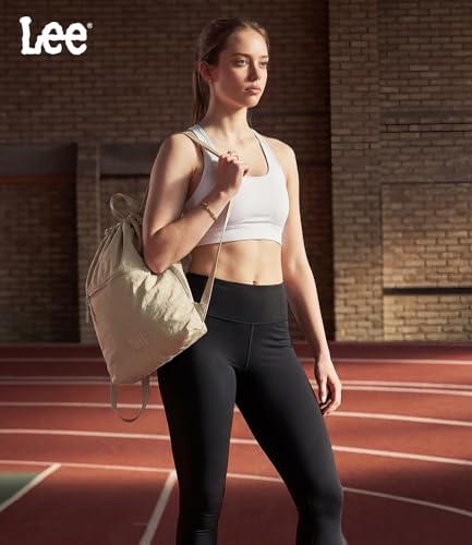 Montana West Lee Drawstring Backpack Bag Lightweight Small Gym Swim Beach Bag Water Resistant Sports Sackpack for Men Women, LEE48-002TN - color: Tan