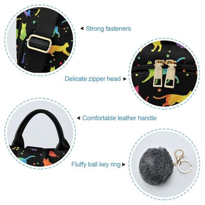 MNSRUU Women Backpack Purse Witchcraft Black Cats Backpack for Women Anti-theft Shoulder Bag Carry On Backpack Lightweight Rucksack Fashion Travel Ladies Bags - color: Cat 14