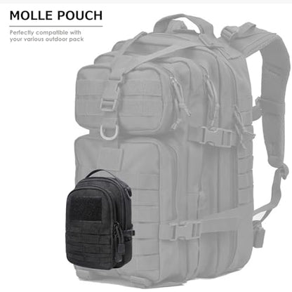 Azarxis Molle Pouches, Tactical Compact EDC Small Utility Pouch Waist Bags Sundries Storage Admin Organize Gear Gadget for Military Backpack - color: #07 Black - 7.48"x4.33"