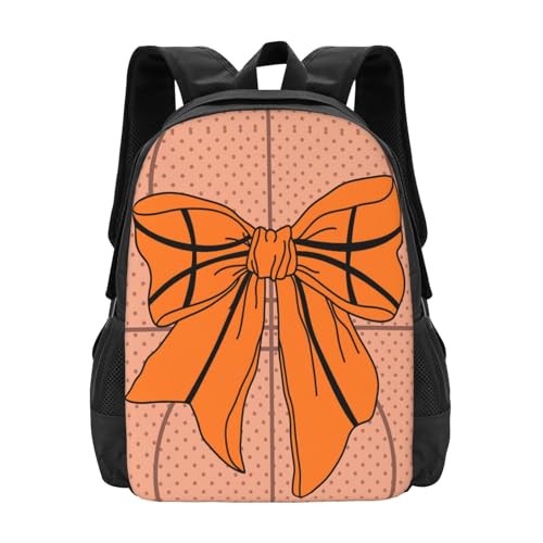 Basketball Bow Backpack Laptop Travel Bag Adjustable Backpack Print Daypack for Men Women 16.5 In - color: Style 5