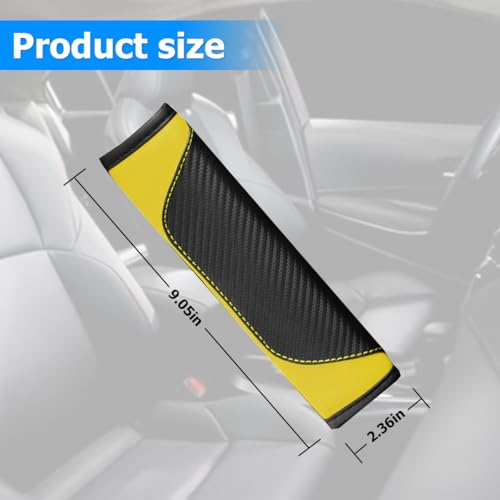 AUCELI 2PCS Car Seat Belt Cover, Carbon Fiber Seatbelt Shoulder Strap Covers, Breathable Leather Soft Harness Pad Protect Your Neck and Shoulder Compatible with Cars - color: Black/Yellow
