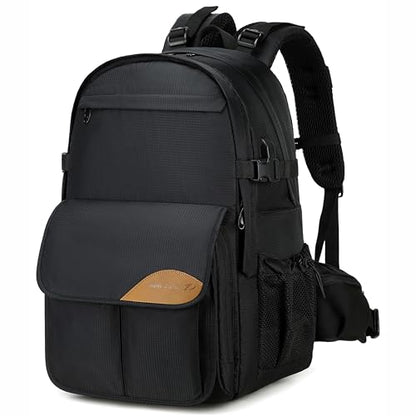 Padwa Lifestyle Black Professional Camera Backpack - Large Capacity Nylon Photography Camera Bag with Thick Padded Comfort Strap and Wide Waist, Versatile Photographer,Multi Cameras,Lensas,a Laptop - color: Black