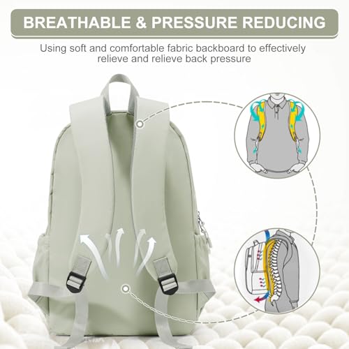 suwasp Casual Laptop Backpack for Women Men Waterproof Lightweight Backpacks Bag 15.6inch Laptop Daypack Large Capacity Backpack, Light Green - color: Light Green-m