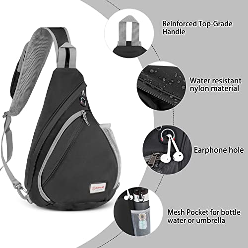 ZOMAKE Sling Bag,Small Crossbody Sling Backpack,Water Resistant Shoulder Daypack for Travel,Anti Thief Chest Bag for Hiking(Black) - color: Black