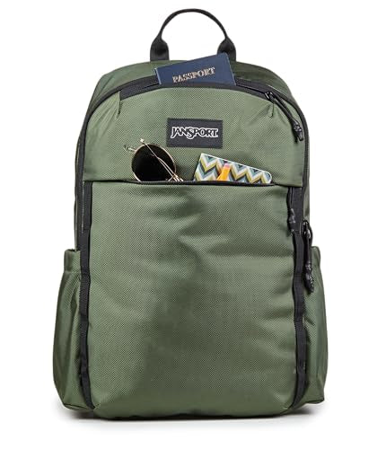 JanSport Venture Daypack – Travel Pack With Large Main Compartment, Padded Laptop Sleeve, Dual Water Bottle Pockets, and Attachment Buckles, Cargo Green - color: Cargo Green, style: Venture Daypack