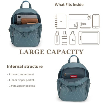 Montana West 3Pcs Anti Theft Backpack Purse for Women Small Quilted Backpack Set - color: Z-3pcs Jean