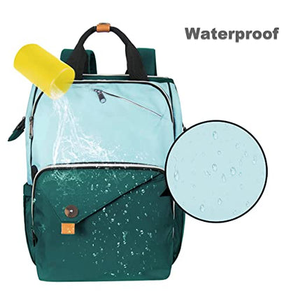 Hap Tim Baby Diaper Bag for Boys Girls, Large Backpack Diaper Bags with Double Compartments, Baby Registry Search Shower Gifts Stuff Newborn Must Haves, Green（7340-GR） - color: Green