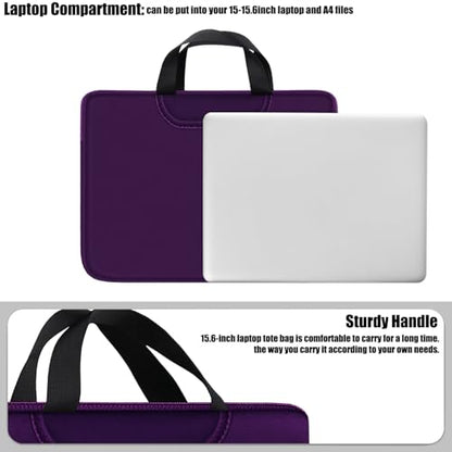 Laptop Bag 15.6 Inch, Traveling Briefcase Handle Bag & with Extra Pockets, Computer Protective Case Compatible for 15 15.6 inch HP, Dell, Acer, Asus, Dark Purple - color: Dark Purple, size: 15.6 inch