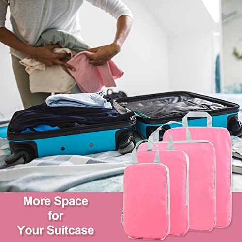 COVAX 4 Set Compression Packing Cubes, Travel Luggage Organizers and Storage Packing Cubes (Pink) - color: Pink