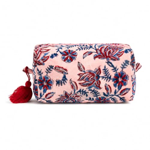 Huar Travel Makeup Bag- Large Capacity Cosmetic Bags for Women - Water Resistance Lining Portable Pouch & Open Toiletry Bag - Perfect Girls Makeup Organizer for Travel Essentials (Velvet Rose) - color: Vintage Rose