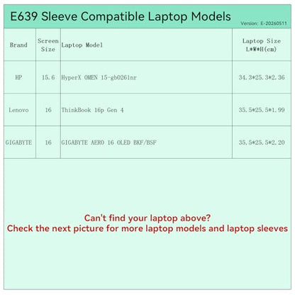 Smatree Elite Laptop Sleeve for 15.3-16 inch HP HyperX OMEN 15-gb0261nr, Lenovo ThinkBook 16p Gen 4, GIGABYTE AERO 16 OLED BKF/BSF, Protective Laptop Case with Pocket(E639)