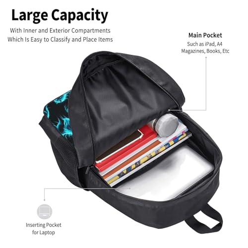 Lightweight Polyester Daypack Cool Cyan Wolf, Anti Theft Large Capacity Travel Hiking Backpack Unisex Carry On Bag for Outdoor Commute Business Use - color: Design (211)