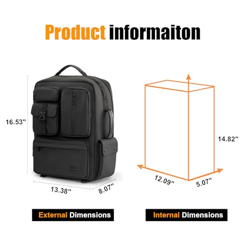 Cwatcun Camera Backpack, DSLR/SLR/Mirrorless Camera Bag for Photographers, Waterproof Leather Coating Camera Case with Tripod Holder&Laptop Compatible with Canon/Nikon/Sony/Fuji - color: Black