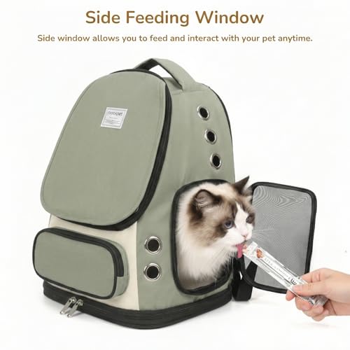 Cat Backpack Carrier, TSA Airline Approved Pet Travel Bag for Small Medium Dogs, Ventilated Hiking Camping Backpack for Cats, Kitten and Puppy up to 18 lbs, Green Mesh - color: Green Mesh