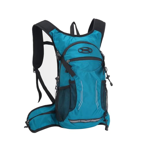 Keenso Outdoor Hiking Backpack Breathable Water Bladder Backpack 47x59x12cm Versatile Storage Multi Activity Hydration Pack for Camping Hiking Riding Adults - color: Lake Blue