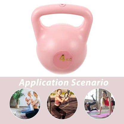 Water Fillable Kettlebell 4kg Pink Dual Handle Yoga Kettle Bell Portable Home Fitness Equipment Strength Training Dumbbell for Women Workout