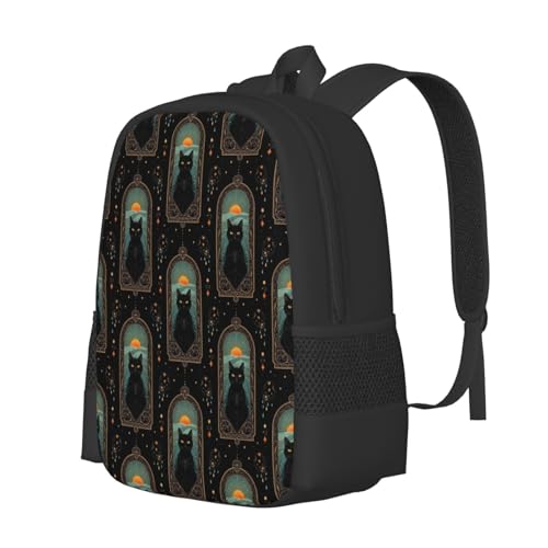 Lightweight Polyester Daypack Mystical Black Cat, Anti Theft Large Capacity Travel Hiking Backpack Unisex Carry On Bag for Outdoor Commute Business Use - color: Design (1201)