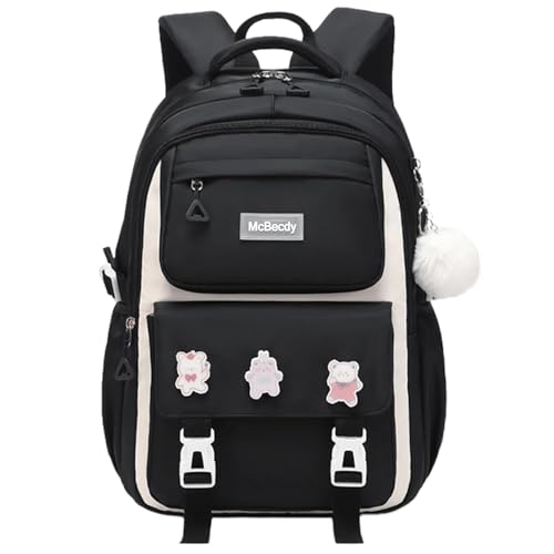 School Backpacks for Girls, Middle Schoolbag Elementary Student Bookbag, Large Casual School Daypacks for Teens Girls (Black) - color: Black
