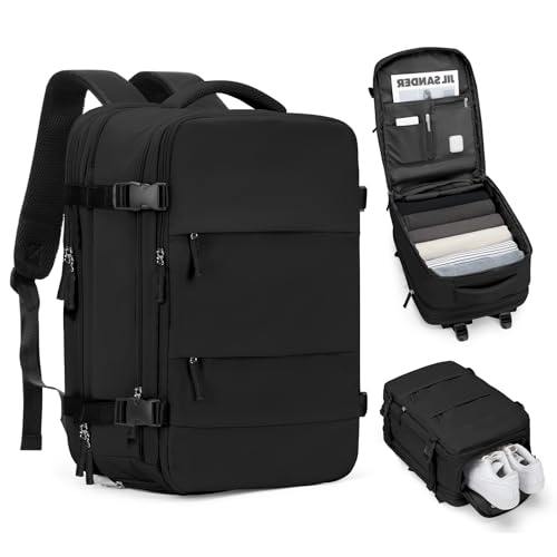 coofay Expandable Backpack For Traveling On Airplane Carry On Backpack For Women Men Airline Approved Personal Item Bag For Airlines Gym Bag For Women With Shoe Compartment - color: A-black, size: XX-Large