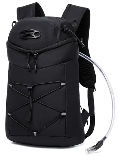 Wotony Lightweight Insulated Backpack with 2L or 3L Water Bladder Bag Daypack for Hiking Trail Running Cycling Race Marathon for Women Men - color: Black, size: 2L-Bladder