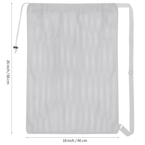 NATURAL STYLE 2 Packs Swim Bag Mesh Drawstring Backpack Oversized 18" x 26", Large Mesh Drawstring Backpack - color: Grey
