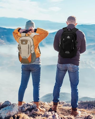 20L Small Reflective Hiking Backpack with Padded Straps for Men, Lightweight Outdoor Daypack, Black - color: Black