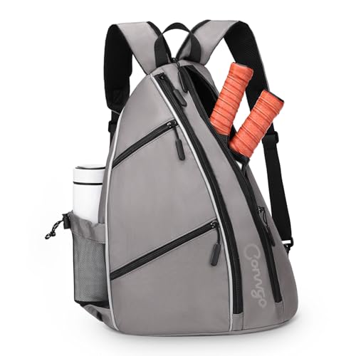 Pickleball Bag for Women Men, Adjustable Pickleball Backpack, 2 in 1 Sports Sling Bag for Pickleball Tennis - color: Grey