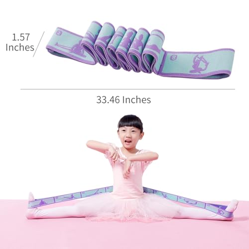 Adjustable Stretch Strap for Kids, 8-Loop Elastic Resistance Band for Children Gymnastics, Ballet Dance, Yoga, Stuff，Pilates & Flexibility Training, Home Exercise Equipment for Girls - color: Blue