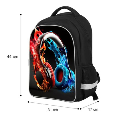 HiMagics Large School Backpack for Teen Boys Girls, Aesthetic Middle High School College Bookbag, 17inch With Laptop Pocket Men and Women Back pack Casual Travel Daypack - color: A02-headphones