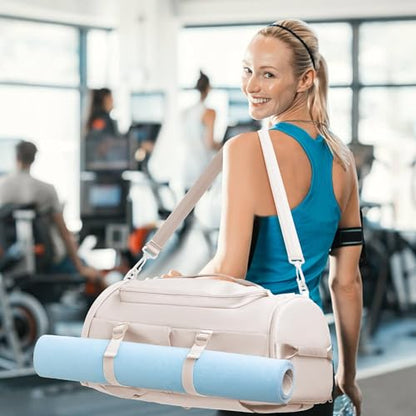 MIYCOO Gym Bag with Shoes Compartment and Wet Pocket - Sports Duffle for Men and Women, Travel Backpack Weekender Overnight Bag Beige - color: Beige B-Style1