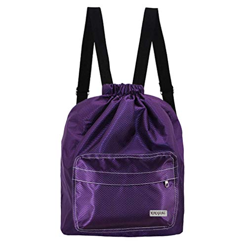 KIKIGOAL Dry Wet Separated Swimming Bag Portable Drawstring Backpack Waterproof Gym Sports Pool Beach Gear Bag - color: Purple