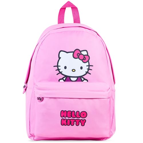 Hello Kitty Girls Backpack with Zipped Front Pocket, Adjustable Strap For School