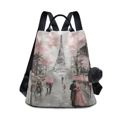 ALAZA Paris Eiffel Tower Couple Pink Floral Backpack Purse with Adjustable Straps - color: Multi 8