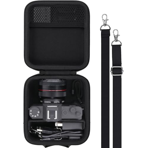 Camera Case for VJIANGER/VETEK/NIKICAM/Yatao 4K Vlogging Camera,Carrying Case Holder for 4K Vlogging Camera and Accessories(Black Case) - color: Black Case