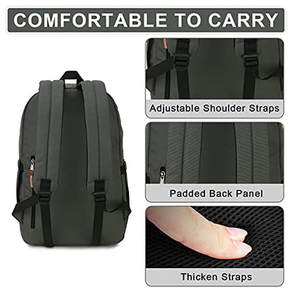 RAVUO School Backpack for Men Women, Water Resistant 15.6 inch Laptop Bag College Bookbag Casual Daypack Travel Rucksack - color: Grey