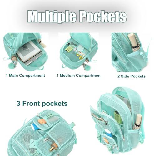 Mesh Backpack for Girls Boys, Heavy Duty Semi-Transparent Mesh Bookbag Womens Mens Mesh Backpacks for School, Sports, Beach, Swimming, Travel Green - color: Green