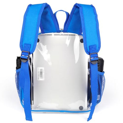 Fomaris Clear Backpack Stadium Approved 12x6x12 - Blue Clear Bag with Reinforced Straps, Durable PVC for Stadium Events, Sports, Festivals, Concerts, Games, Women & Men - color: Blue-1pc