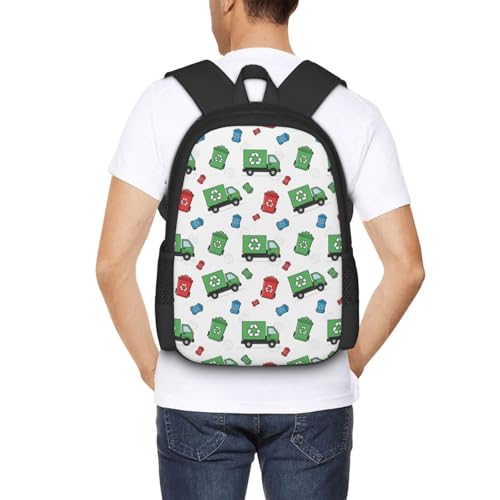 Classic Casual Daypack Garbage Truck Trash, Large Capacity Anti Theft Polyester Travel Bag Unisex Shoulder Pack for Leisure Travel Camping Hiking - color: Design (402)