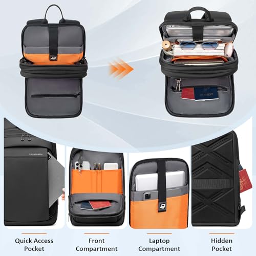 FENRUIEN Work Backpack for Men, Water Resistant Expandable Backpack with USB C Charging Port, Black 15.6 Laptop Backpack - size: 15.6 Inch, style: Business