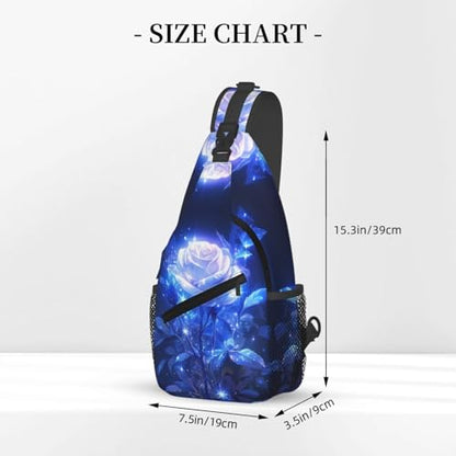 Glowing Blue Rose Outdoor Crossbody Shoulder Bag For Unisex Young Adult Hiking Bicycling - color: 13